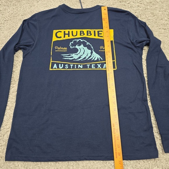 Chubbies The Surf Austin Shirt Men Medium Navy Blue Long Sleeve Pocket Tee - Picture 8 of 10